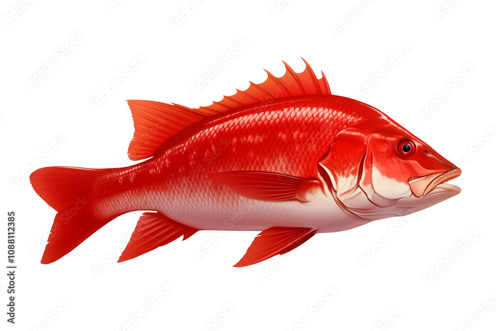 Poster vibrant red snapper isolated on white background, showcasing its vivid color and detailed features. 