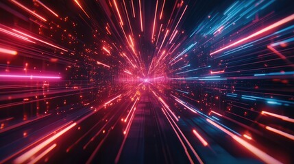 Dynamic Abstract Background with Vivid Light Streaks in Motion Showcasing Speed and Energy for Futuristic Themes and Digital Designs
