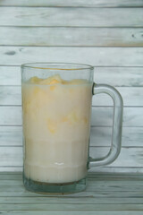 Drink from Suri Cucumber and fresh coconut milk, suri cucumber or Cucumis melo L. var. Naudin reticulatus is the fruit of a creeping plant with a fragrant aroma