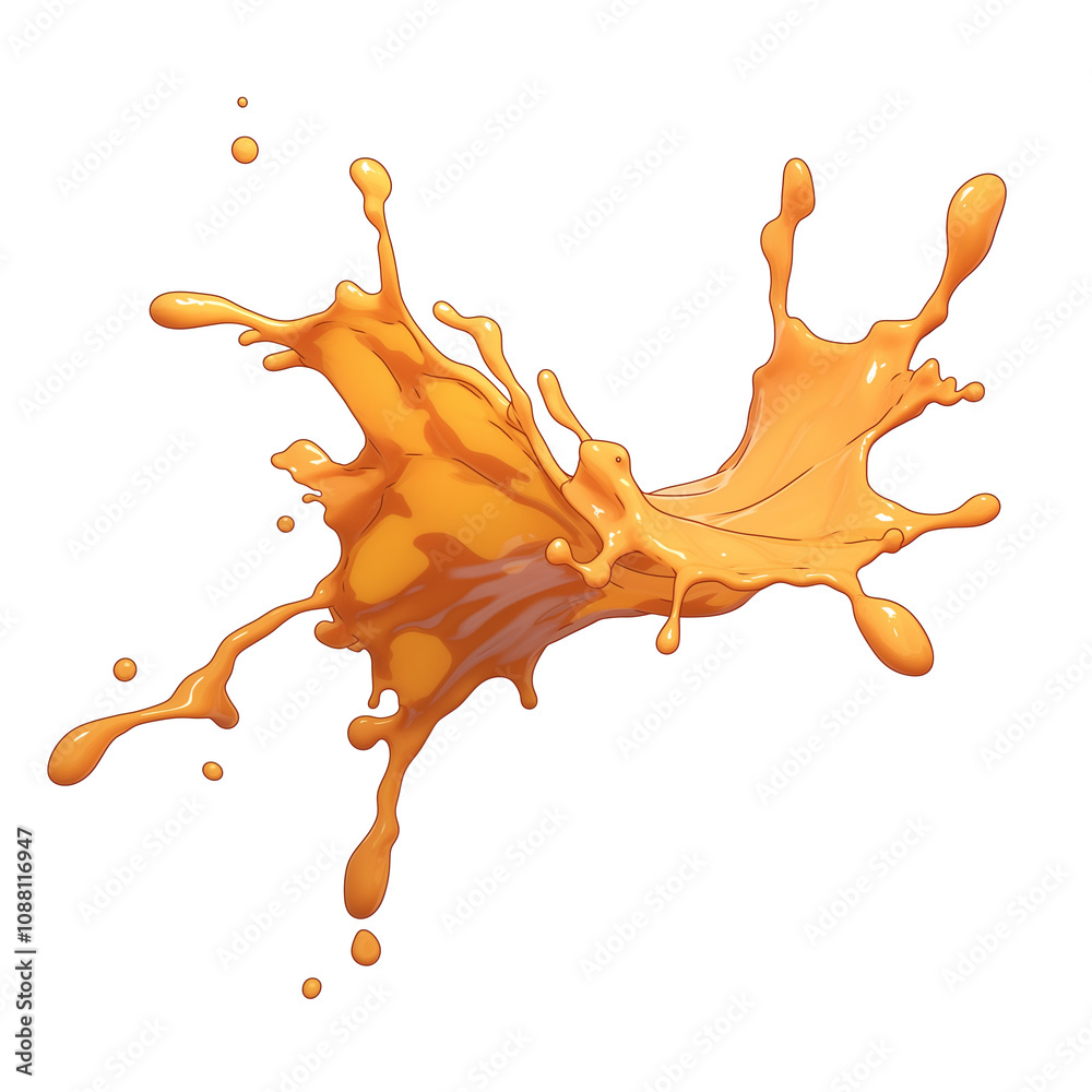 Aufkleber vibrant splash of orange juice captured mid air against white background, showcasing dynamic motion 