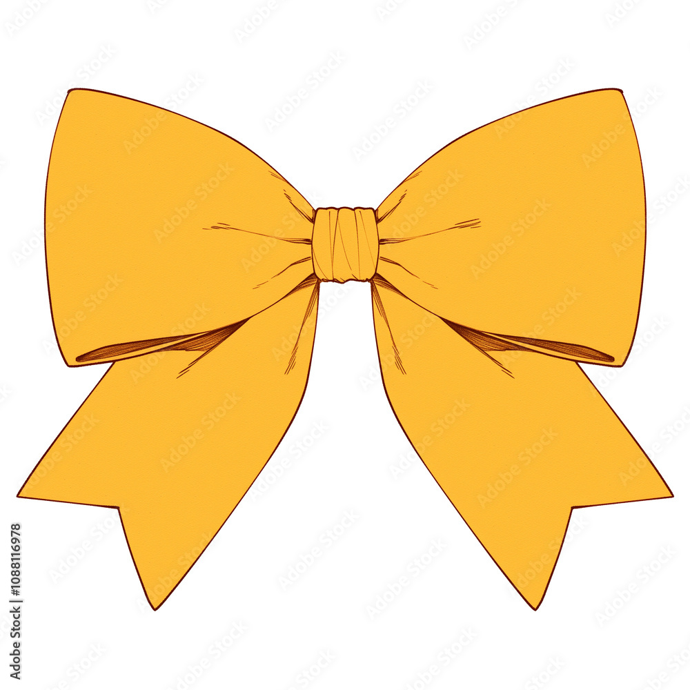Poster pale yellow ribbon bow is isolated on white background, showcasing its elegant and simple design. bow soft color and smooth texture create gentle and inviting appearance