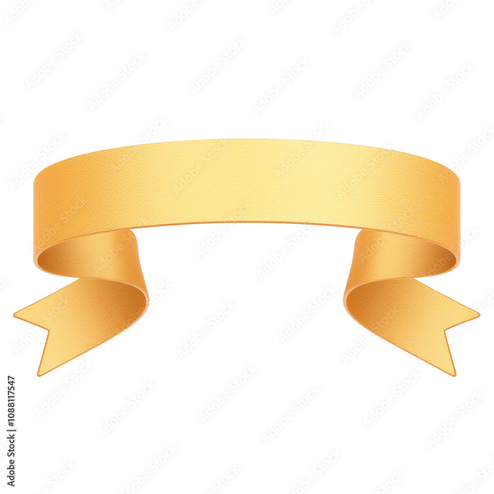 Poster sand beige ribbon with smooth texture is isolated on white background, elegantly curved with pointed