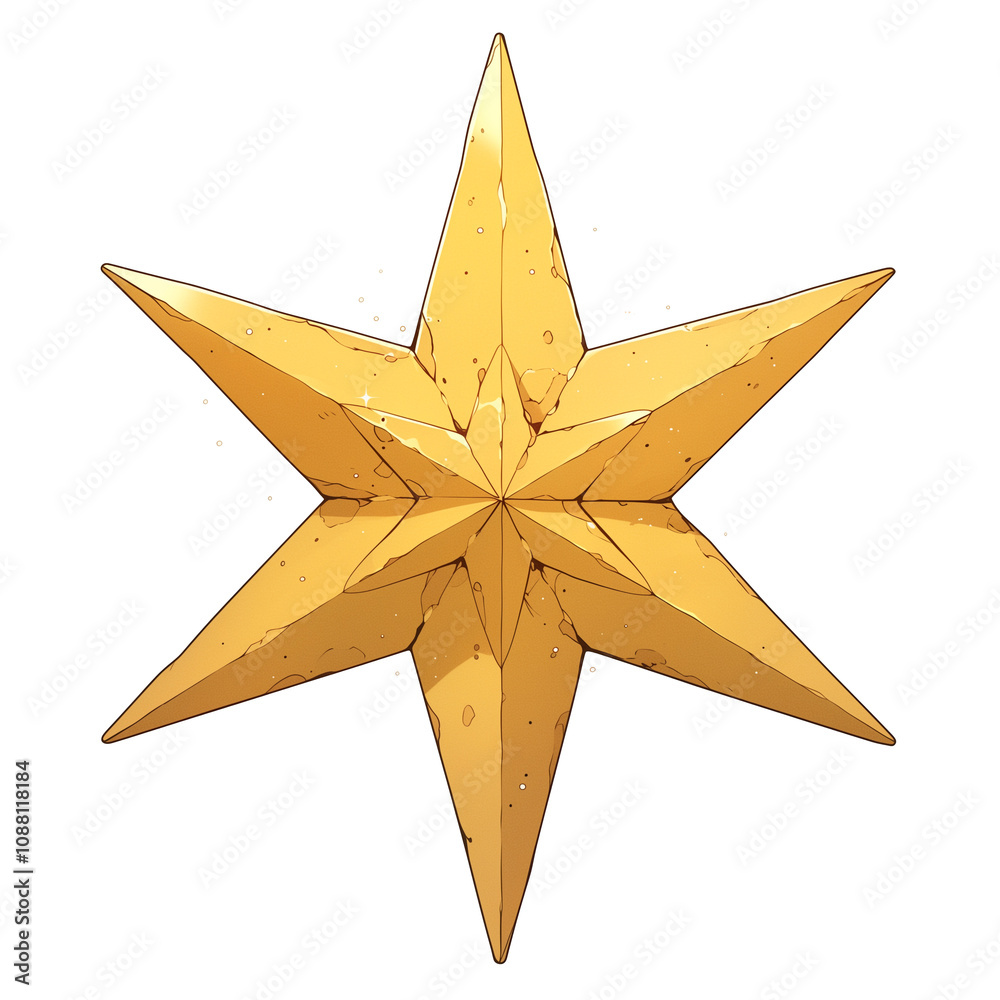 Aufkleber golden, six pointed star with textured surface is isolated on white background, symbolizing elegance