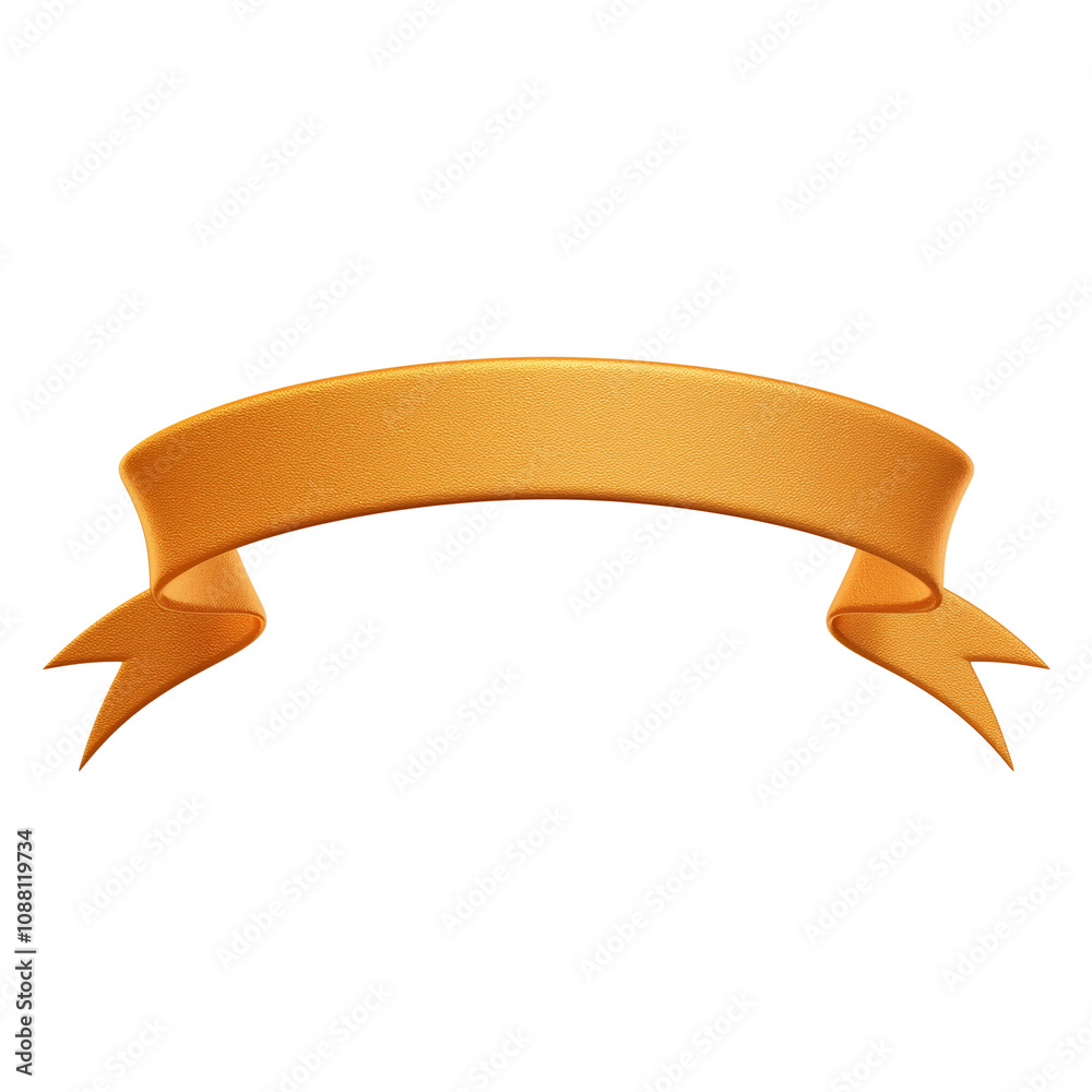 Poster bronze ribbon with smooth texture is elegantly isolated on white background, showcasing its graceful