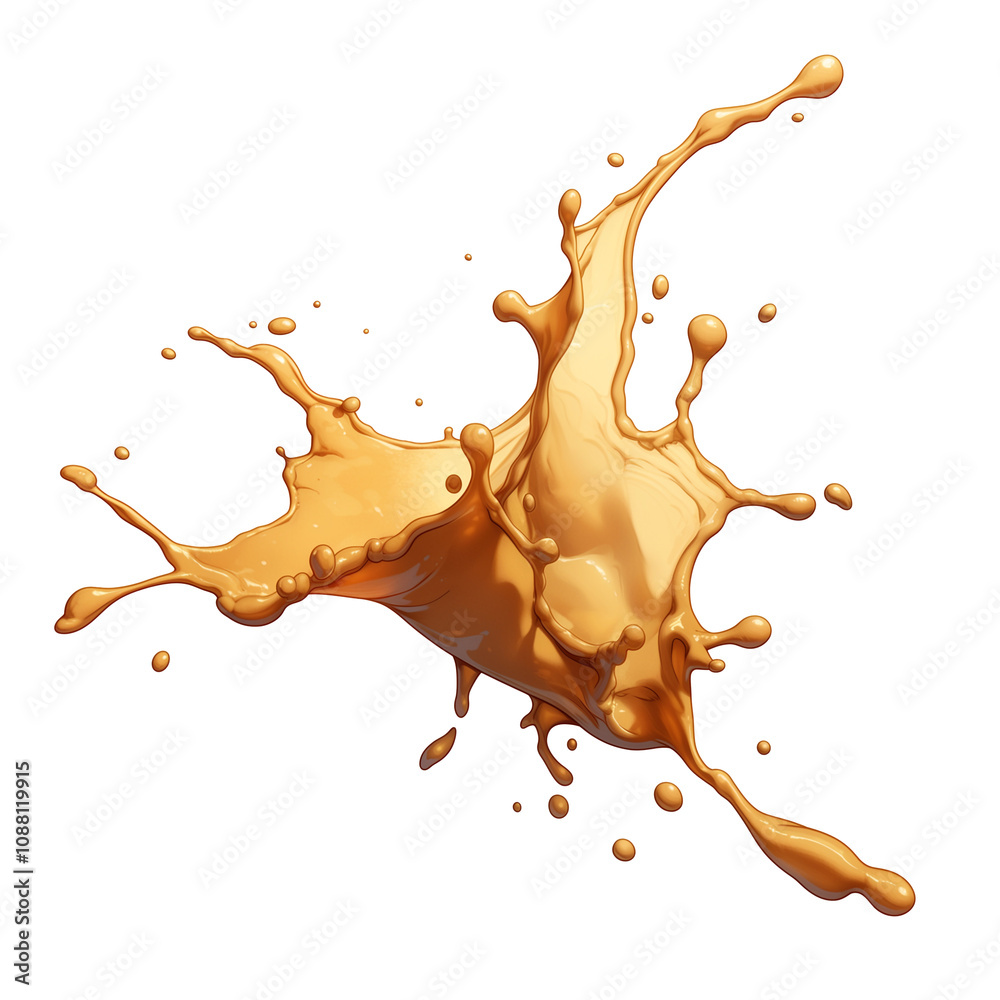 Aufkleber dynamic splash of caramel macchiato isolated on white background, capturing fluid motion and rich co