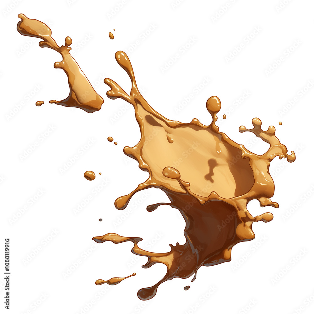 Aufkleber dynamic splash of caramel macchiato isolated on white background, capturing fluid motion and rich co
