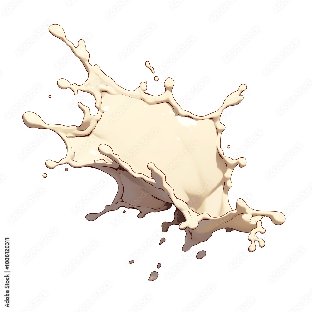 Aufkleber Creamy coconut milk splash isolated on white background, capturing motion and fluidity. dynamic splash creates artistic and refreshing visual effect