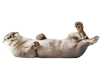 Adorable Otter Floating on Its Back in Playful Pose
