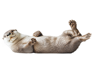 Adorable Otter Floating on Its Back in Playful Pose