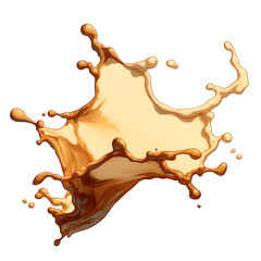 Fototapeta premium dynamic splash of coconut latte captured mid air against white background, showcasing fluid motion and rich color of beverage