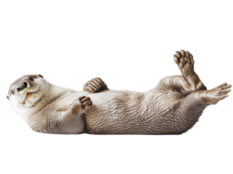 Adorable Otter Floating on Its Back in Playful Pose