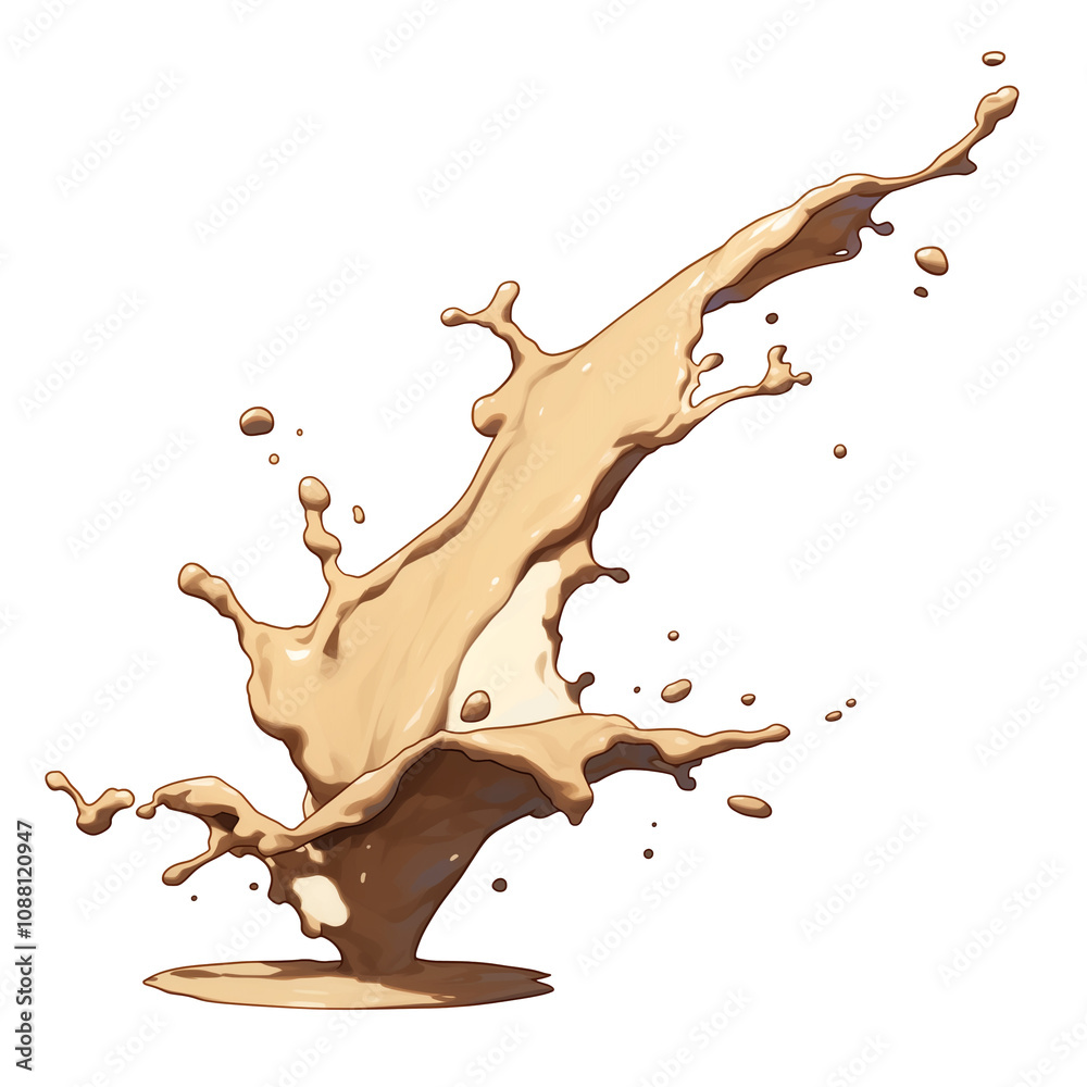 Aufkleber creamy eggnog splash isolated on white background, capturing dynamic motion and texture. splash form