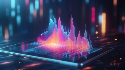 Growth Graph Displays Soaring Trajectory on Tablet With Vibrant 3D Visualization. Generative AI