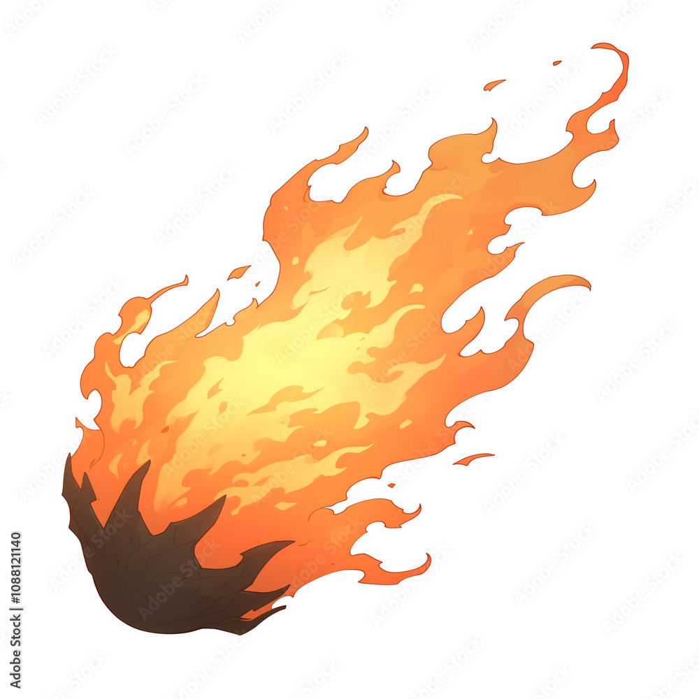 Aufkleber vibrant flame orb with dynamic orange and yellow hues isolated on white background, showcasing flat 