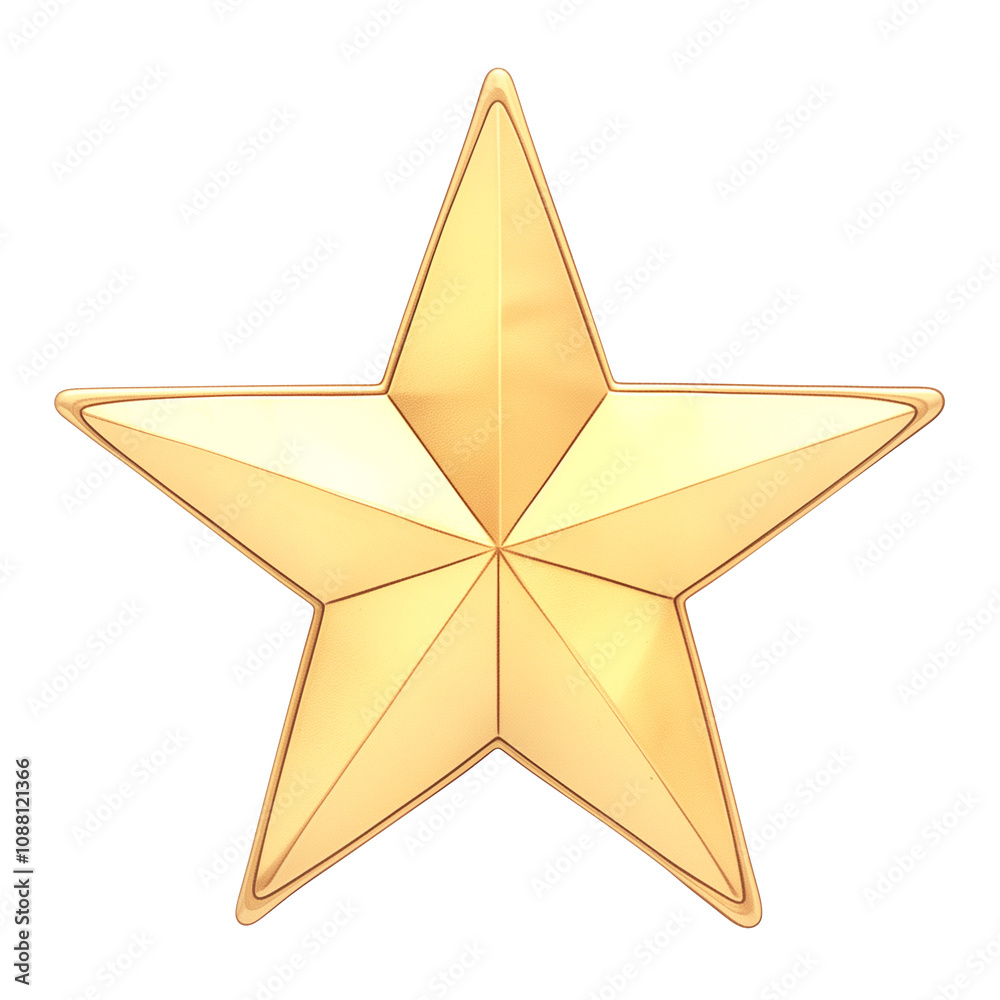 Poster shiny gold star with smooth surface, isolated on white background, symbolizing achievement and excel
