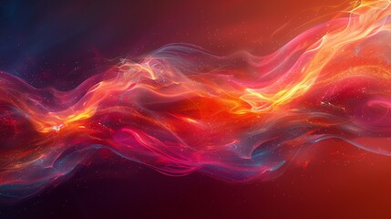 Obraz premium Abstract fiery wave with glowing particles.
