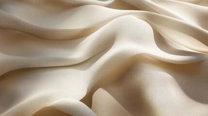 Obraz premium Soft and Elegant Beige Fabric Texture with Gentle Waves and Creases, Perfect for Backgrounds or Textile Designs, Showcasing the Beauty of Natural Fabrics in Bright Light