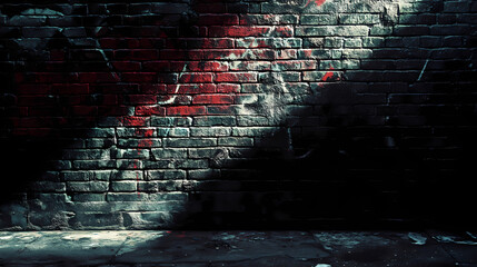 Gritty urban street art, a dynamic shot featuring a black painted brick wall as the backdrop for vibrant graffiti or street art elements. Dynamic Street Graffiti. Illustration