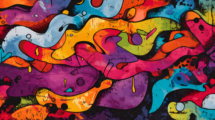 Colorful graffiti wall backdrop with vibrant paint and dynamic street designs. graffiti alley. illustration. Dynamic Street Graffiti. Illustration