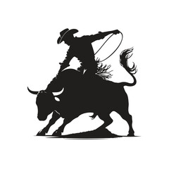 A silhouette  of a cowboy rodeo