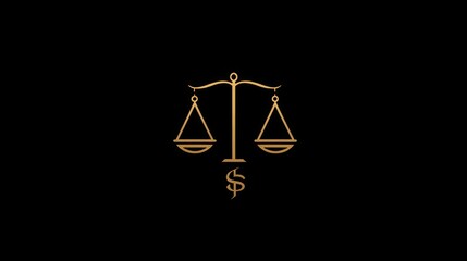 Classic law firm logo, balanced scales, serif font 