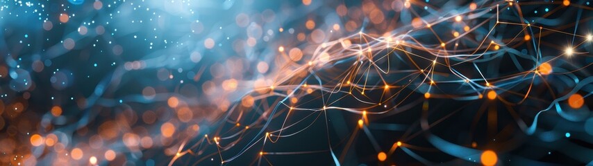 Abstract Glowing Network of Connecting Dots and Lines