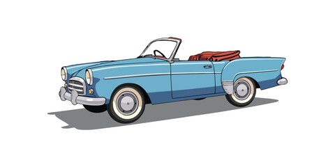 Drawing Classic Convertible Cruising Along the Road