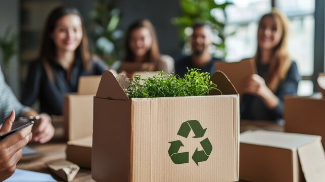 Sustainable packaging workshop urban community center educational event collaborative environment group engagement eco-friendly concept