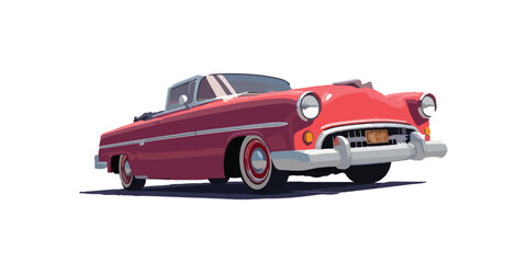 Fototapeta premium illustrator front right side view Classic red Car on a City Street in Motion