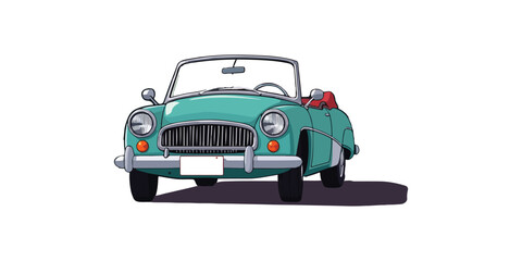 front Retro Convertible blue Cruising Down a Scenic drawing