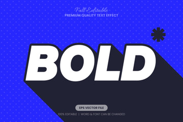 Bold Long Shadow editable text effect, font graphic style on a polka dot blue background. premium quality, perfect for creative design projects