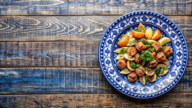 Typical Portuguese dish Tripas a moda do porto on plate, Portuguese cuisine, traditional food