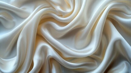 Obraz premium Ivory Silk Fabric Background. Smooth Elegant White Silk Texture With Wavy Drapes And Folds