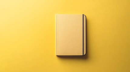 12.A modern notebook placed vertically on a smooth surface, set against a solid yellow background. The notebookâ€™s cover is matte with a subtle texture, and the clean, monochromatic backdrop enhances