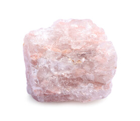 Beautiful rose quartz crystal isolated on white. Natural gemstone