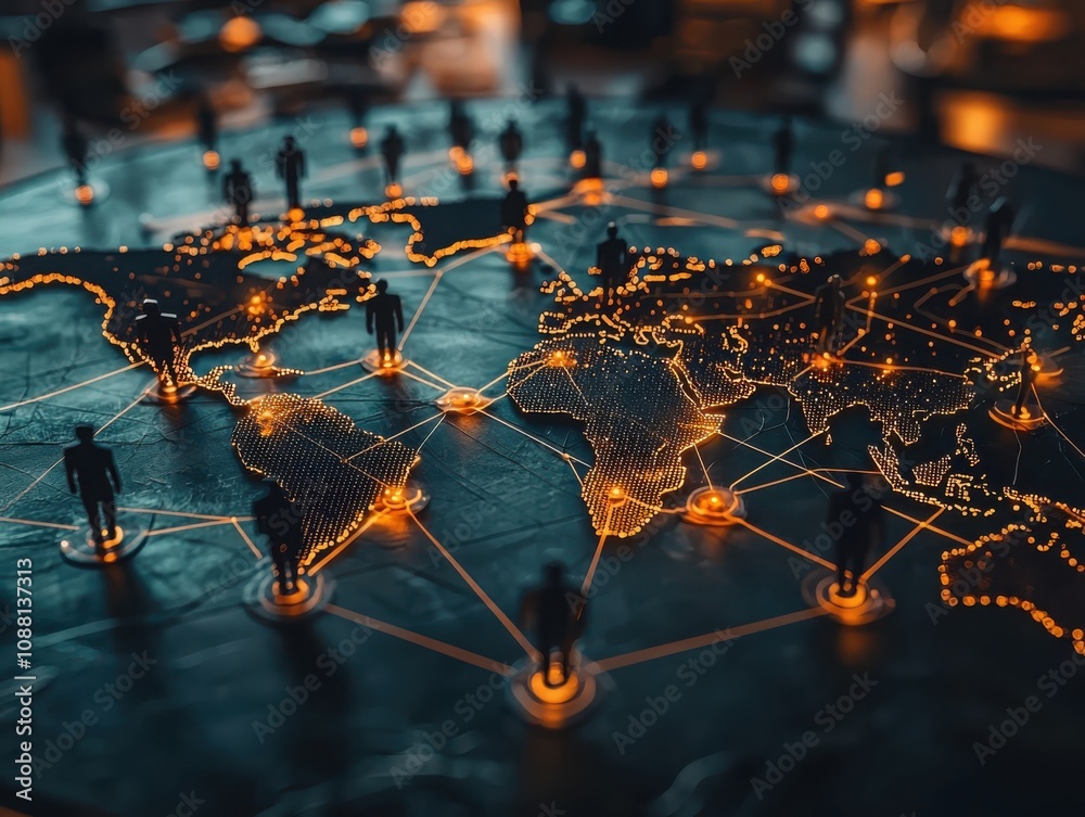 Poster enhancing global team connectivity through a dynamic world map visualization digital workspace infog
