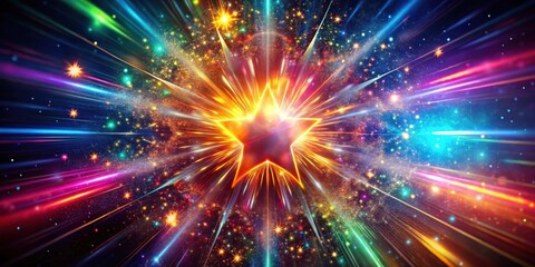 Naklejka premium Explosion star with colorful particles on an abstract background