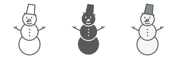 Snowman line icon collection, Christmas and holiday, snowman vector icon set, vector graphics, editable stroke outline sign, eps 10