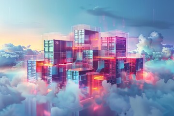 Fototapeta premium Futuristic data center, cloud computing concept.