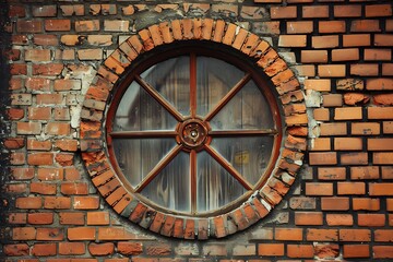 Fototapeta premium Old window on the brick wall in the part of the city