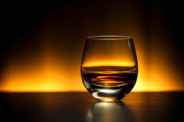 A glass of whiskey is sitting on a table
