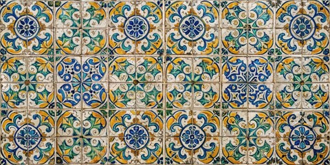 Texture tile street in Portuguese style, Portugal, cobblestone, decorative, patterned, vintage, traditional, pavement