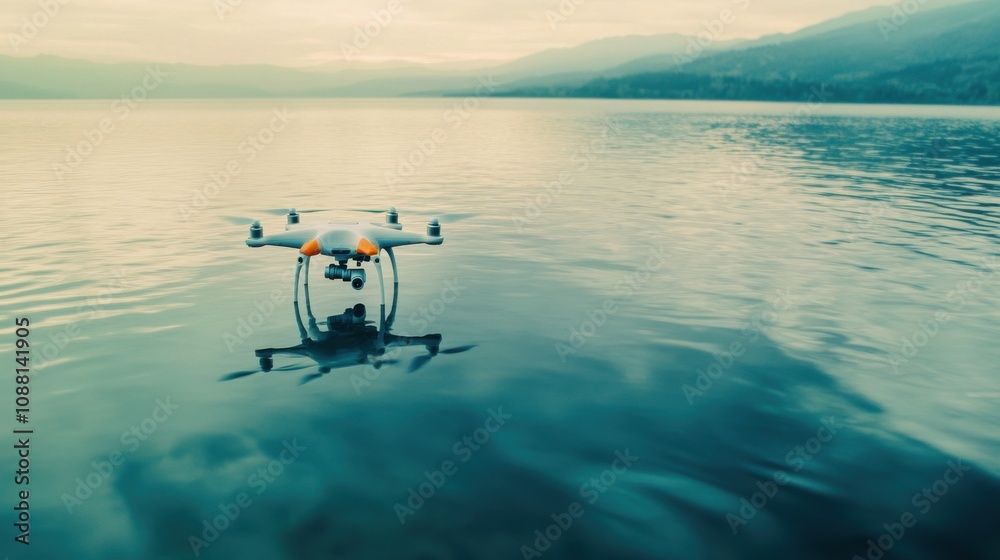 Leinwandbilder A high-tech AI-driven autonomous drone for precision oceanic pollution monitoring, clean marine environment with drones designed for detailed tracking and analysis of ocean pollution levels