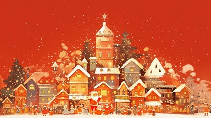 Fototapeta premium サンタクロースのいるクリスマスの町並み16