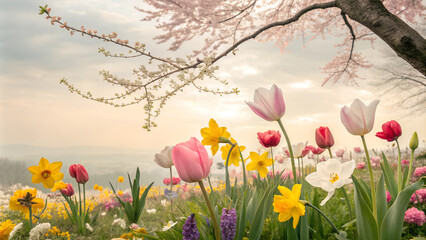 Fototapeta premium spring flowers in the meadow