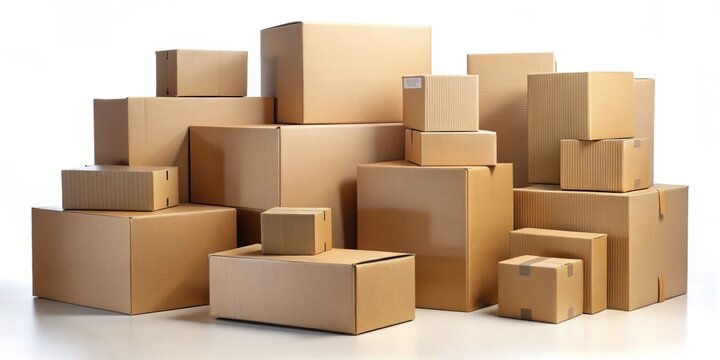 of various cardboard boxes in different sizes and colors, cardboard, boxes, packaging, storage, moving