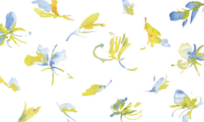 水彩画。水彩タッチの花びらのベクターイラスト背景。花の水彩イラスト。手書きのエレガントな花びら背景。Watercolor. Watercolor touch flower petals vector illustration background. Watercolor illustration of flowers. Hand drawn elegant petals background.