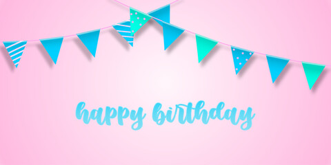 Carnival garland with flags. Decorative colorful party pennants for birthday celebration, festival and fair decoration.