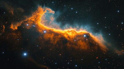 Fototapeta premium Stunning Cosmic Nebula with Bright Glowing Stars Captured in Vivid Detail, Showcasing Vibrant Colors and Ethereal Beauty of Deep Space Imagery