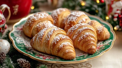 Fototapeta premium Colorful Croissants on Festive Holiday Platter